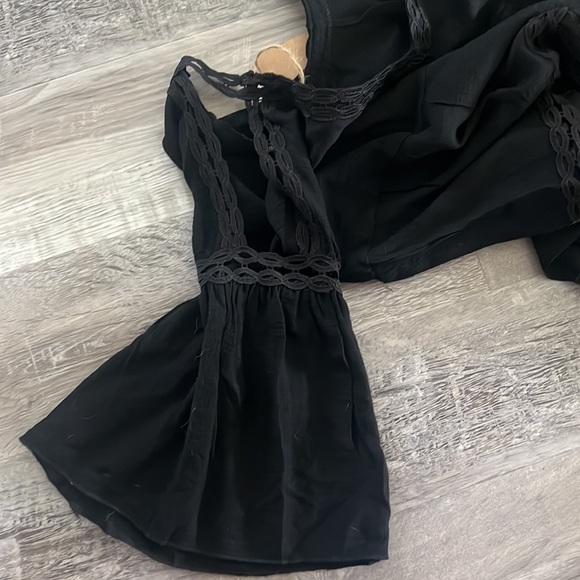 Selfie Couture by Trendology Black Boho Cutout Eyelet Trim Lined Dress size S/M - Picture 2 of 8